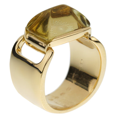 Herthtmes Lemon Quartz Vintage Cocktail 18k Yellow Gold Ring Sz 5 1/4