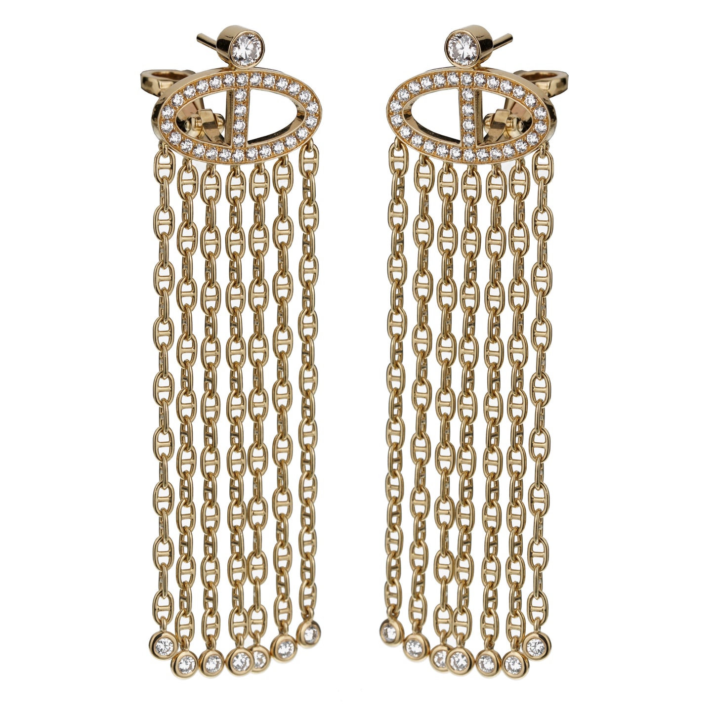 Herthtmes Limited Edition Chaine d'Ancre 18k Yellow Gold Diamond Drop Earrings