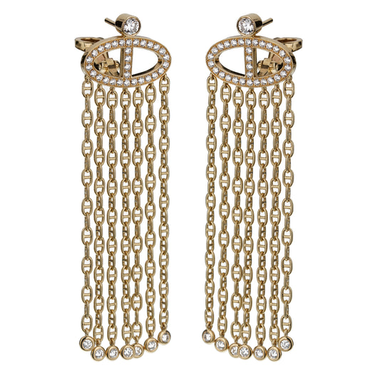 Herthtmes Limited Edition Chaine d'Ancre 18k Yellow Gold Diamond Drop Earrings