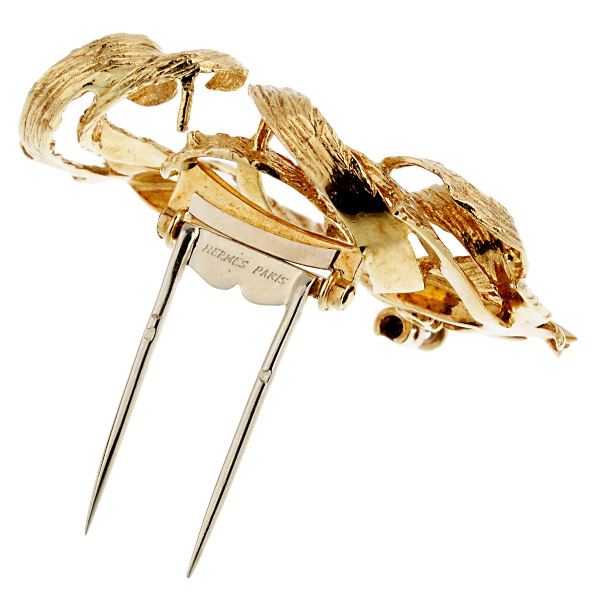 Herthtmes Mistigri Lion Cat Emerald Yellow Gold Brooch