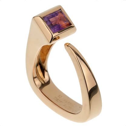 Herthtmes Nail 18k Rose Gold Amethyst Cocktail Ring
