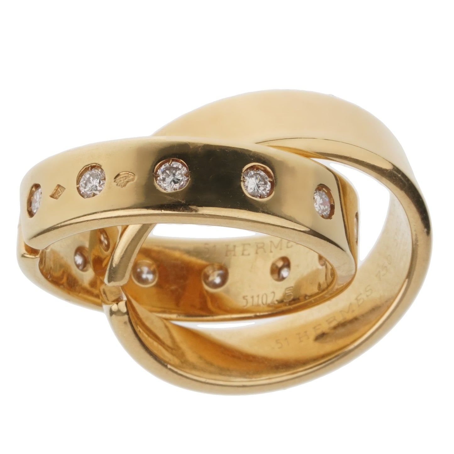 Herthtmes Paris Diamond 18k Yellow Gold Rolling Ring Bands