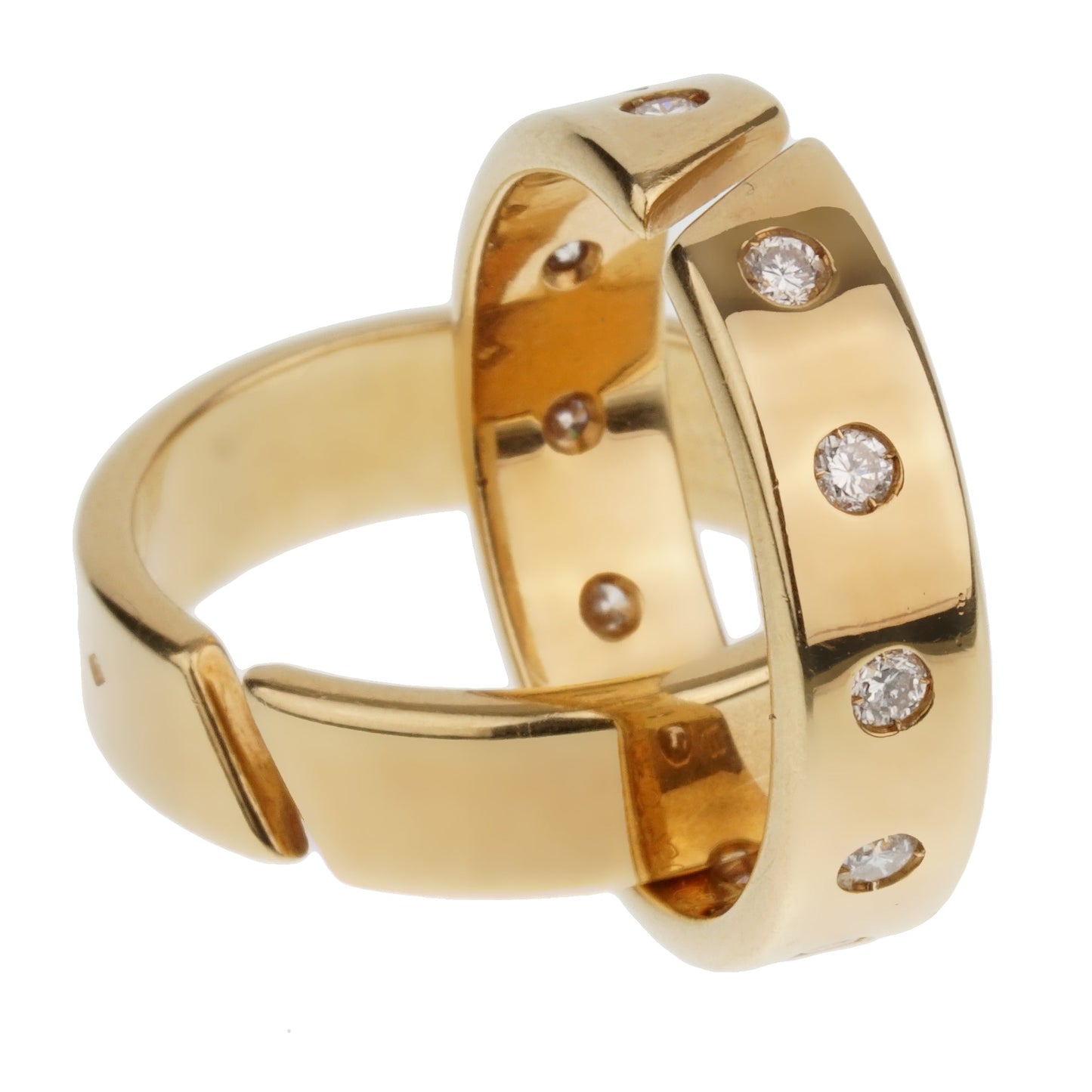 Herthtmes Paris Diamond 18k Yellow Gold Rolling Ring Bands