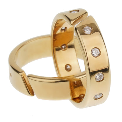 Herthtmes Paris Diamond 18k Yellow Gold Rolling Ring Bands