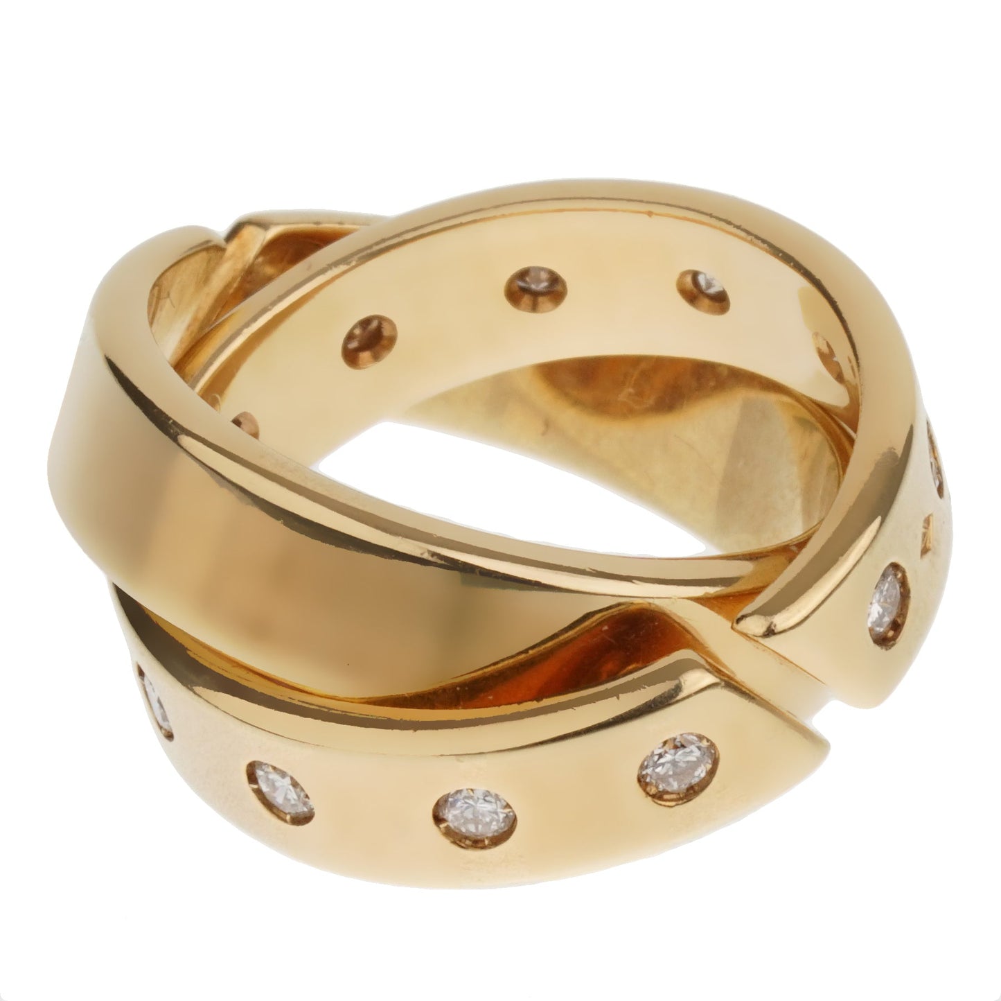 Herthtmes Paris Diamond 18k Yellow Gold Rolling Ring Bands
