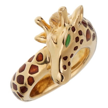 Herthtmes Paris Giraffe Enamel Yellow Gold Ring