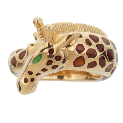 Herthtmes Paris Giraffe Enamel Yellow Gold Ring