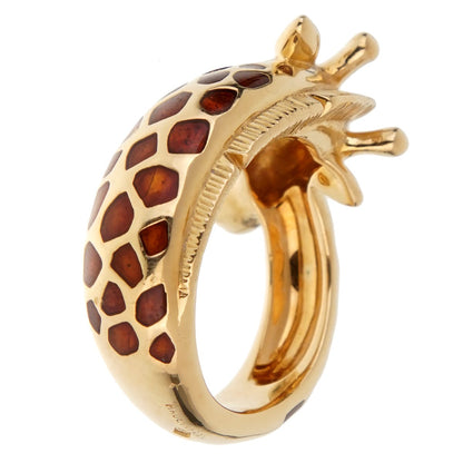 Herthtmes Paris Giraffe Enamel Yellow Gold Ring