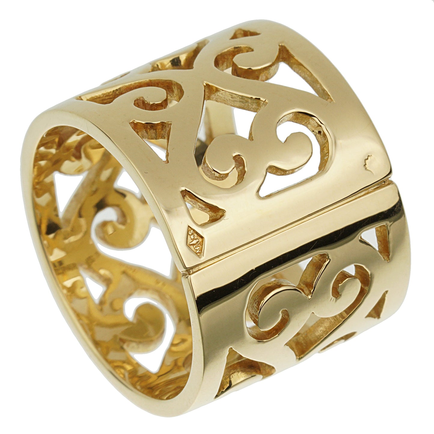 Herthtmes Paris Vintage Openwork 18k Yellow Gold Band Ring Sz 7 1/2