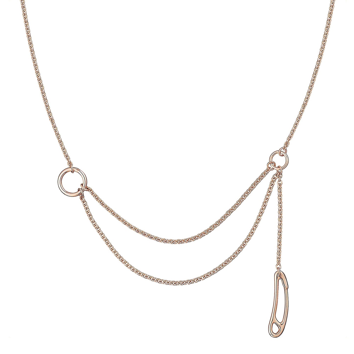 Herthtmes Punk Rose Gold Lariat Chain Necklace