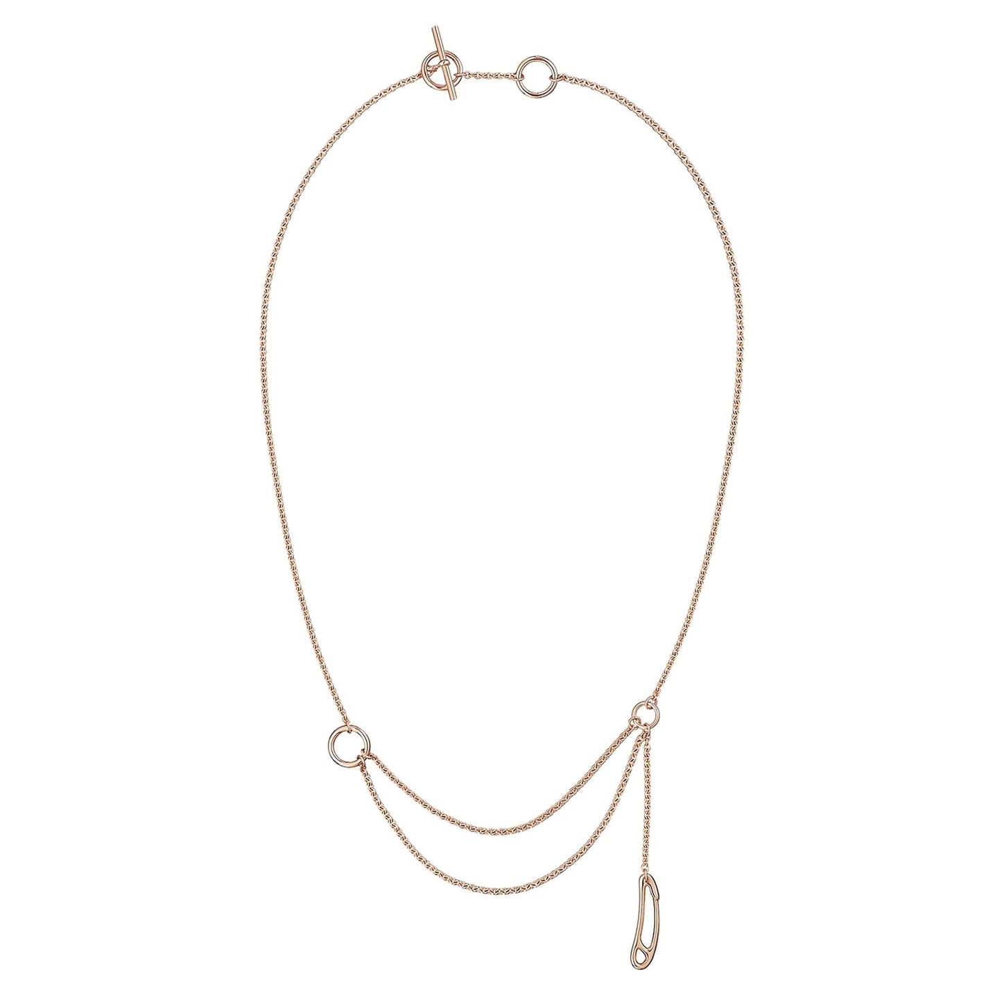 Herthtmes Punk Rose Gold Lariat Chain Necklace