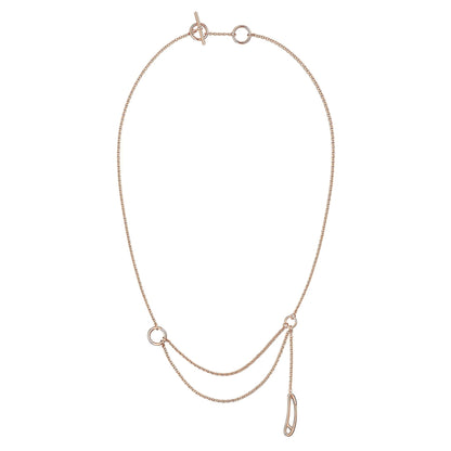 Herthtmes Punk Rose Gold Lariat Chain Necklace