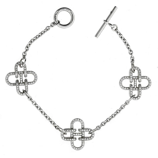 Herthtmes Rose de Mer Diamond 18k White Gold Chain Link Bracelet