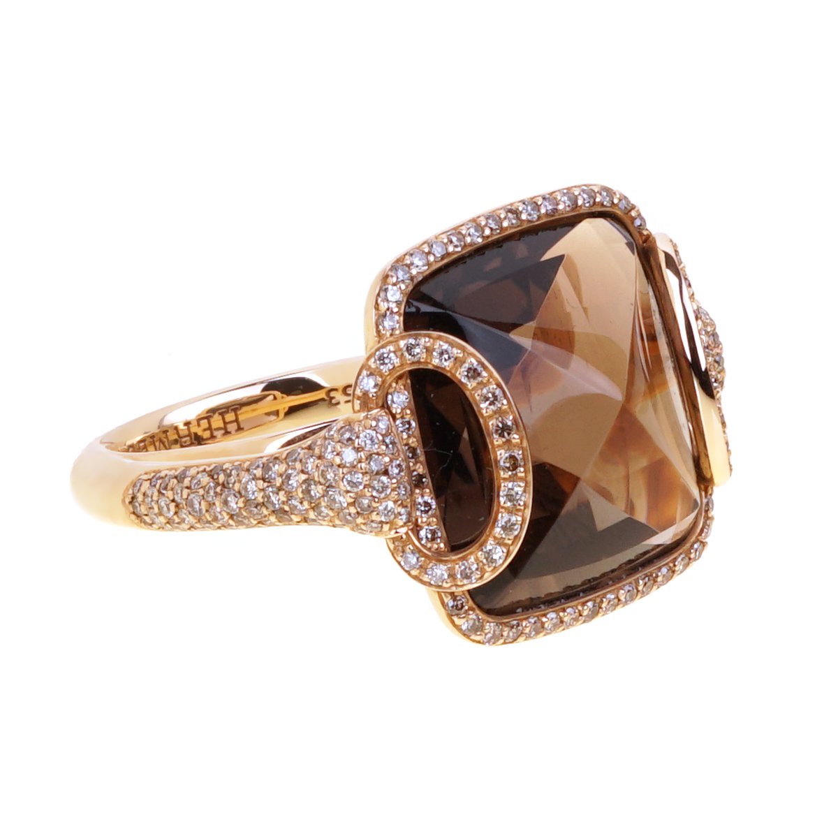 Herthtmes Smokey Quarts Fancy Diamond Cocktail Ring