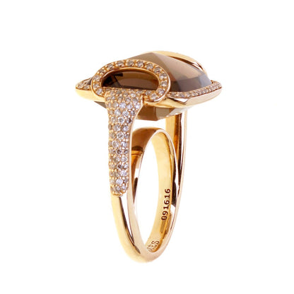 Herthtmes Smokey Quarts Fancy Diamond Cocktail Ring