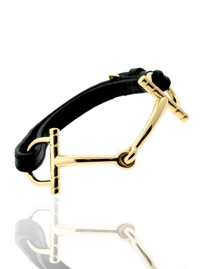 Herthtmes Stirrup Gold, Leather Bracelet
