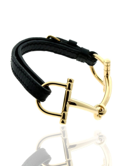 Herthtmes Stirrup Gold, Leather Bracelet