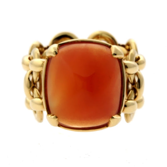 Herthtmes Sugar Loaf Carnelian Gold Ring