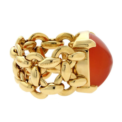 Herthtmes Sugar Loaf Carnelian Gold Ring