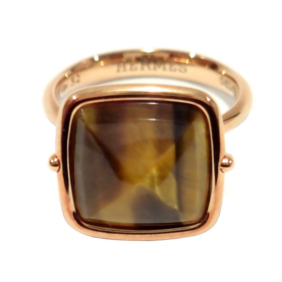Herthtmes Tiger Eye Rose Gold Cocktail Ring