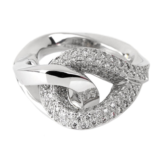 Herthtmes Twisted Pave Diamond Gold Ring