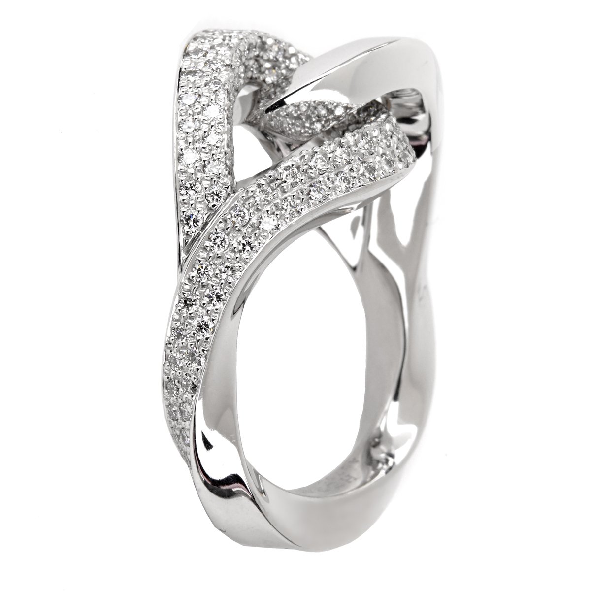 Herthtmes Twisted Pave Diamond Gold Ring