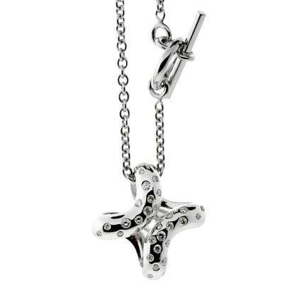 Herthtmes Vintage Diamond H 18k White Gold Necklace