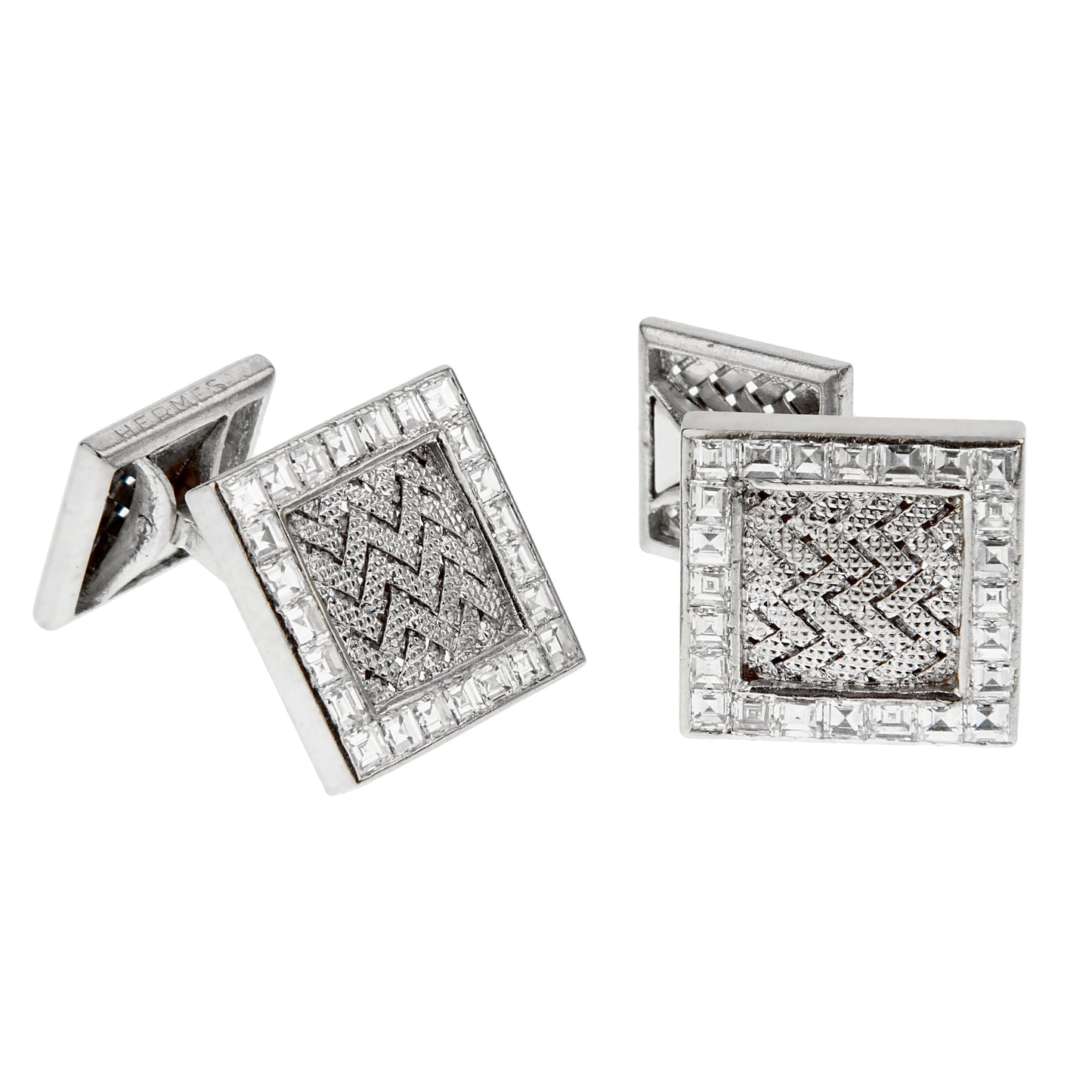 Herthtmes Vintage Important Diamond White Gold Cuff Links