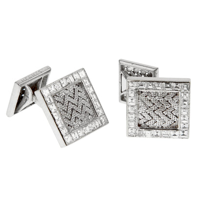 Herthtmes Vintage Important Diamond White Gold Cuff Links