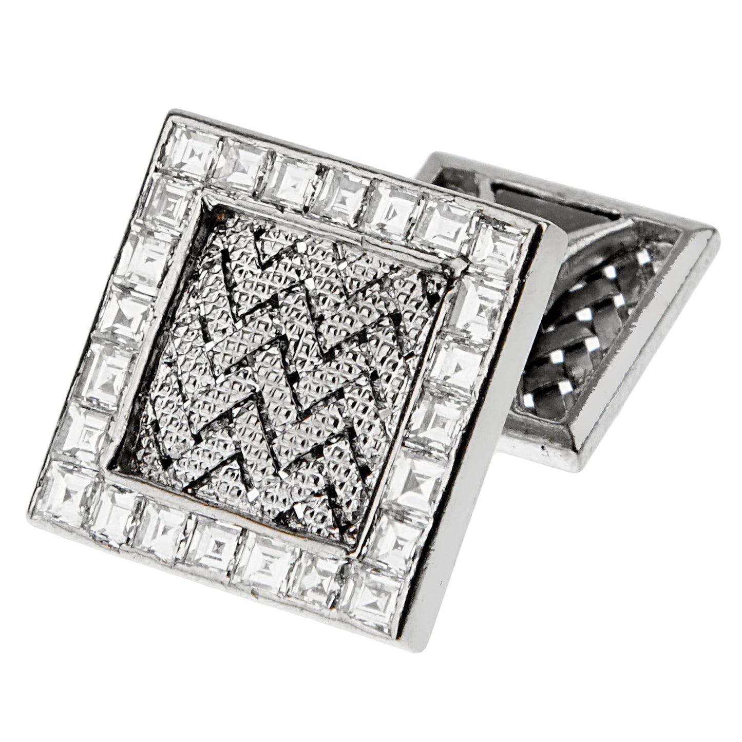 Herthtmes Vintage Important Diamond White Gold Cuff Links