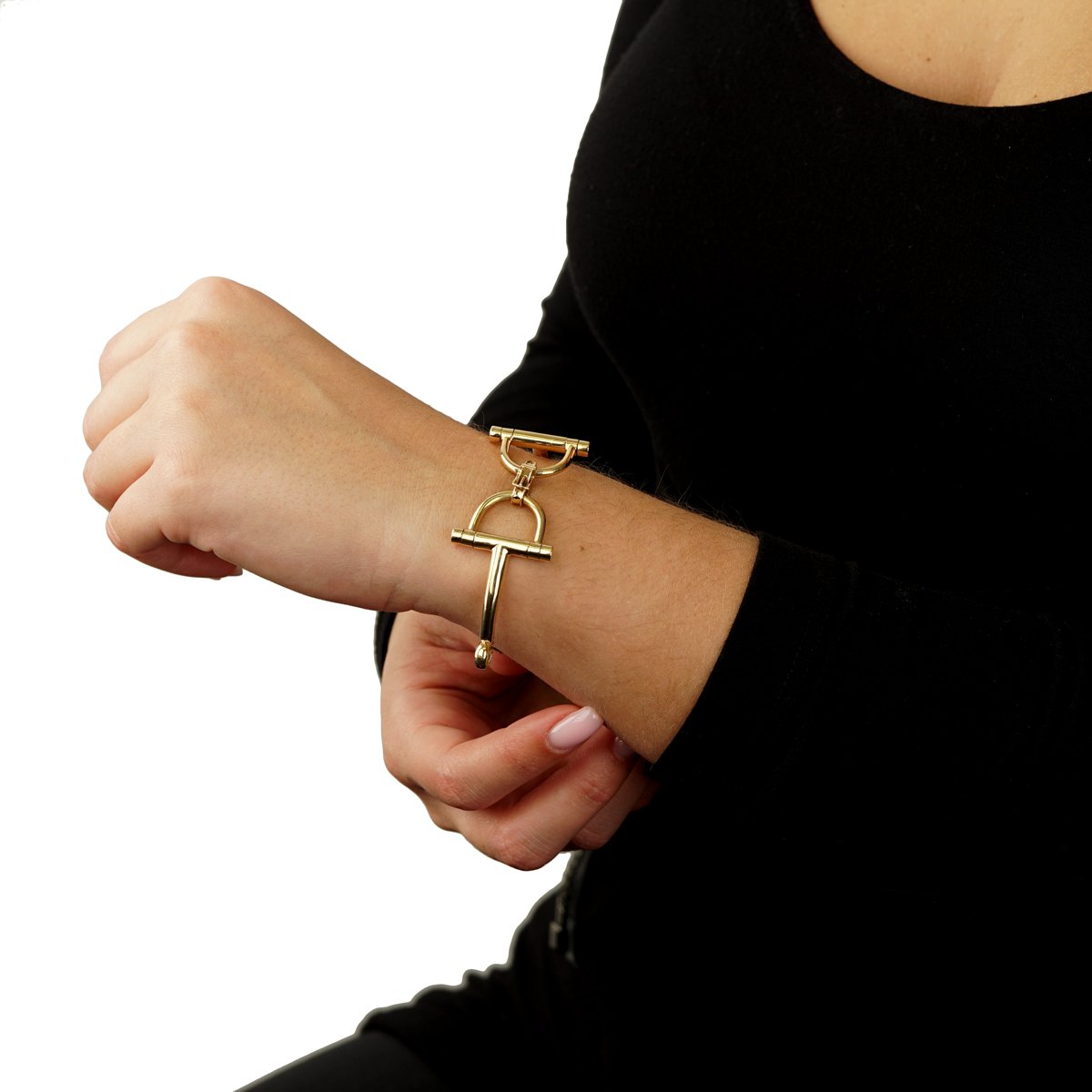 Herthtmes Vintage Stirrup Yellow Gold Bracelet