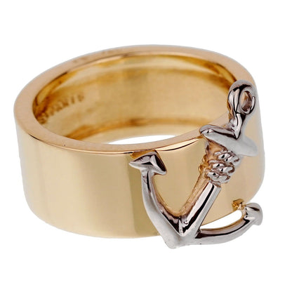 Herthtmes 18k Yellow Gold Anchor Cocktail Band Ring Sz 5