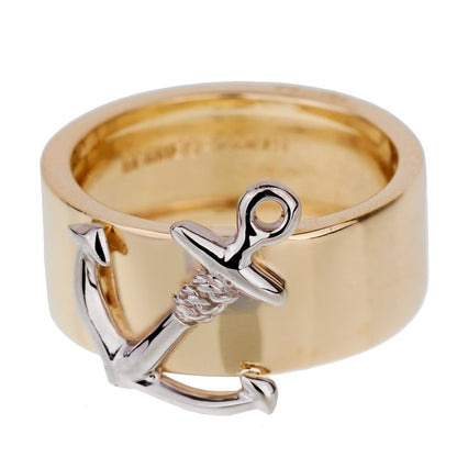 Herthtmes 18k Yellow Gold Anchor Cocktail Band Ring Sz 5
