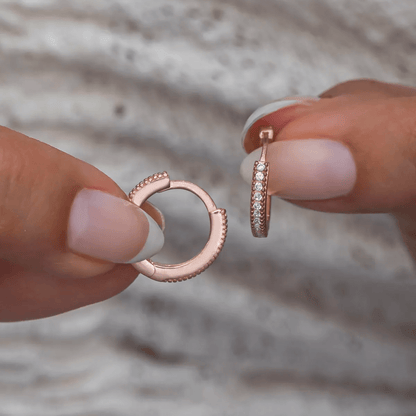 Mini Earrings 925 Silver Pave Zirconia Huggie Hoops