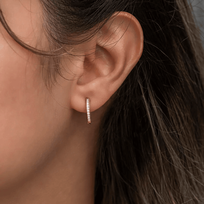 Mini Earrings 925 Silver Pave Zirconia Huggie Hoops