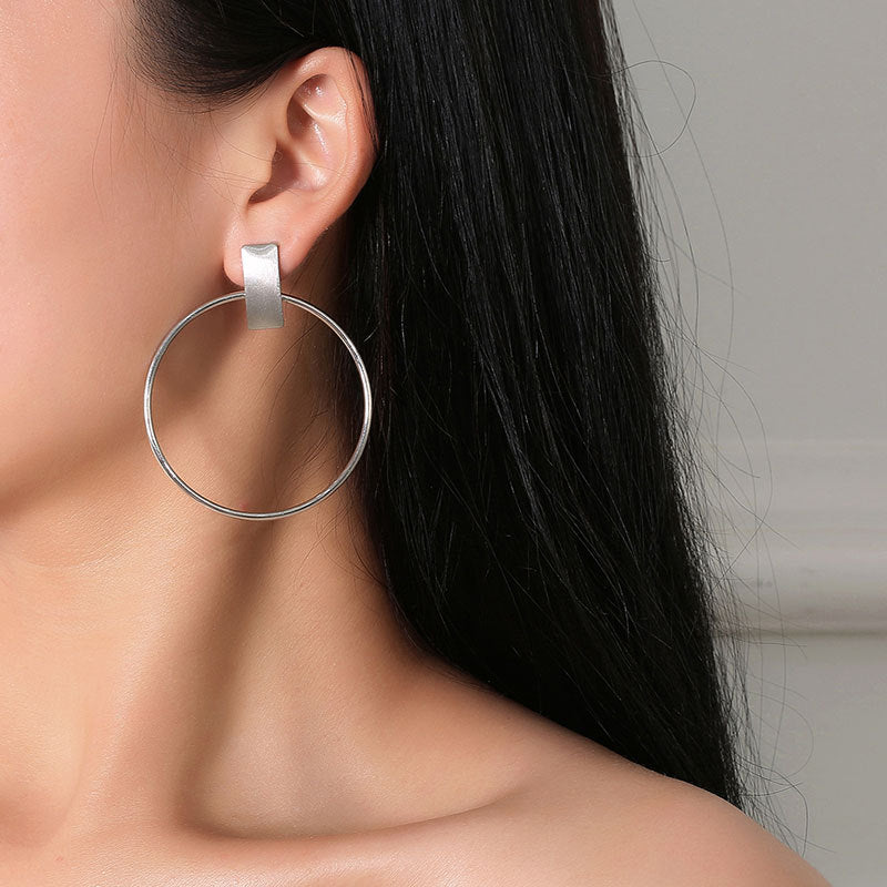 Big Circle Hoop Stud Earrings Rose Gold Vermeil Ear Accessories