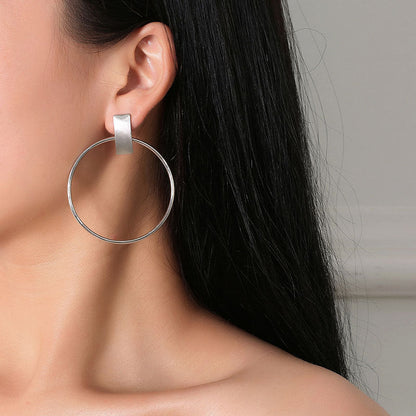 Big Circle Hoop Stud Earrings Rose Gold Vermeil Ear Accessories