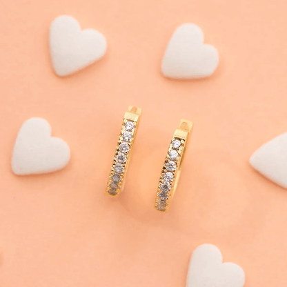 Mini Earrings 925 Silver Pave Zirconia Huggie Hoops