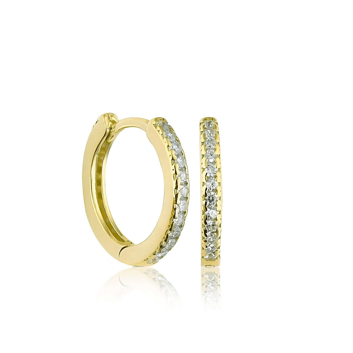 Mini Earrings 925 Silver Pave Zirconia Huggie Hoops