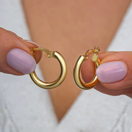 Tube Hoop Earrings 18K Gold-Plated Silver