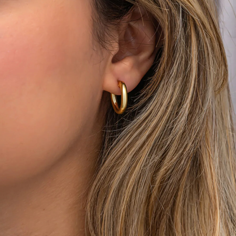 Tube Hoop Earrings 18K Gold-Plated Silver