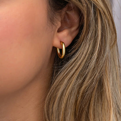 Tube Hoop Earrings 18K Gold-Plated Silver