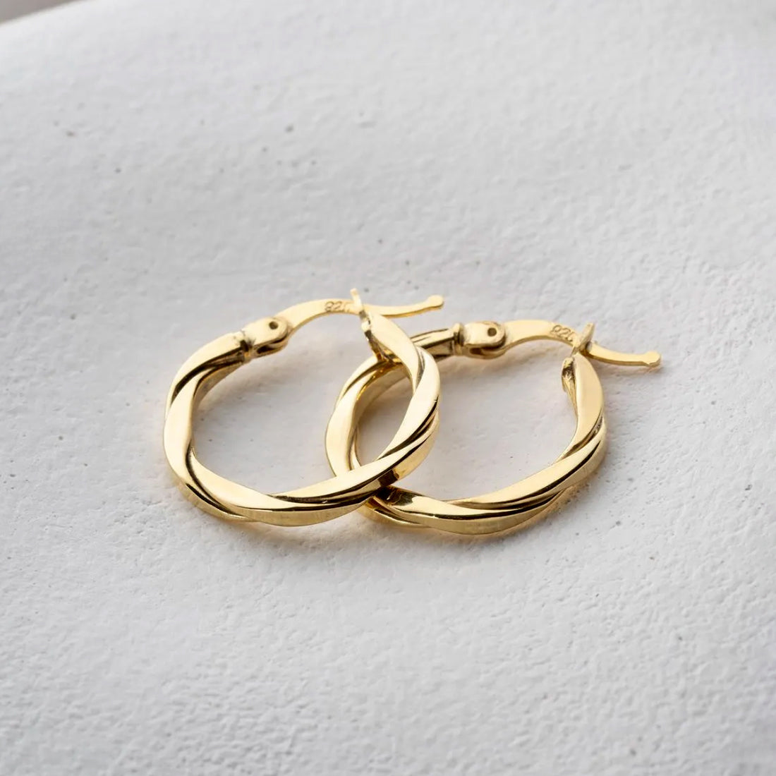 Twisted Hoops Gold-Plated Silver Hinged Earrings