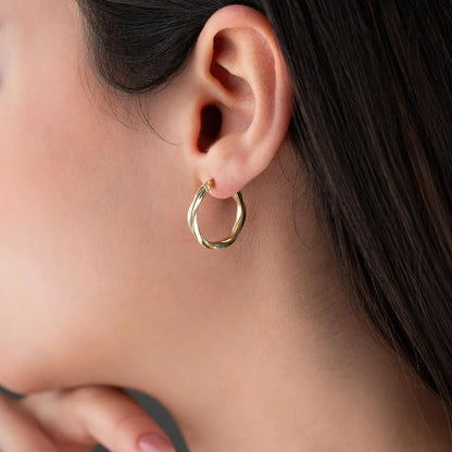 Twisted Hoops Gold-Plated Silver Hinged Earrings