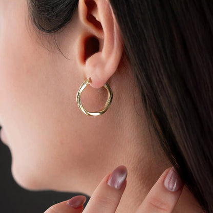Twisted Hoops Gold-Plated Silver Hinged Earrings
