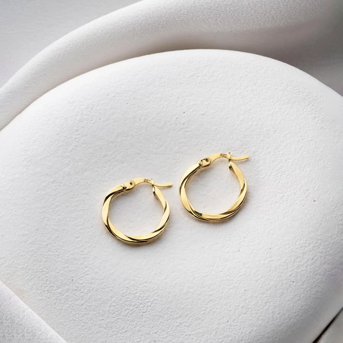 Twisted Hoops Gold-Plated Silver Hinged Earrings
