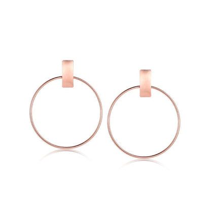 Big Circle Hoop Stud Earrings Rose Gold Vermeil Ear Accessories