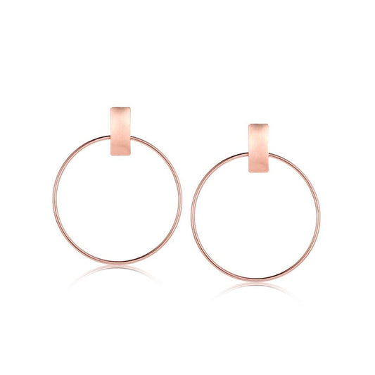 Big Circle Hoop Stud Earrings Rose Gold Vermeil Ear Accessories