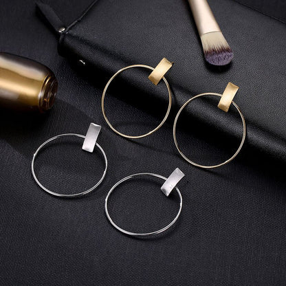 Big Circle Hoop Stud Earrings Rose Gold Vermeil Ear Accessories