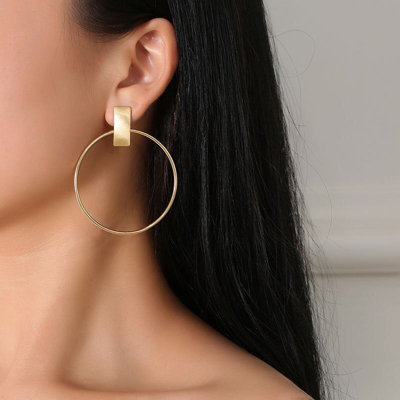 Big Circle Hoop Stud Earrings Rose Gold Vermeil Ear Accessories